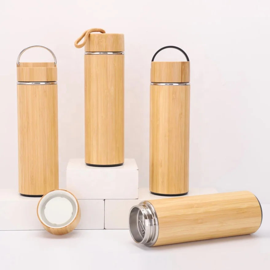 Bamboo Thermos Tumbler with Tea Infusers for Loose Tea 500ML - Hot & Cold for 12 Hrs